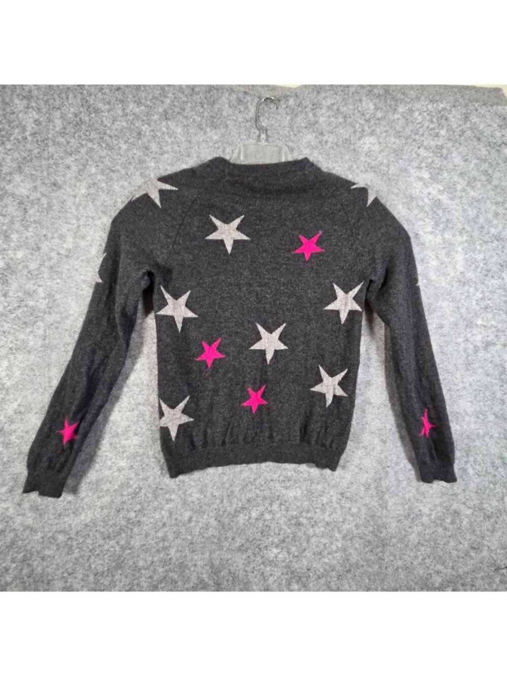 Philosophy Women's Cashmere Star Sweater Gray Pink Fuchsia Cozy Chic L - Picture 5 of 9